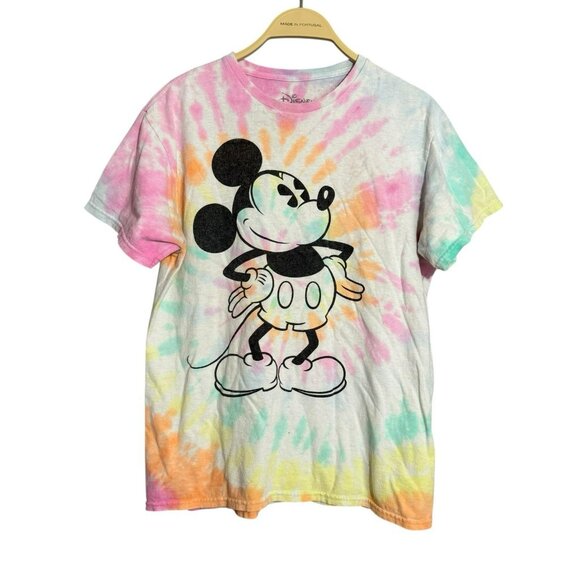 Disney Mickey Mouse TShirt Tie Dyed Size M Men Women Unisex Colorful Rainbow Top - Picture 1 of 10